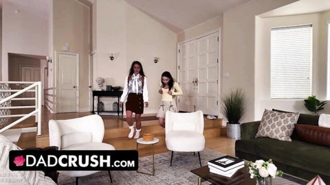 Mira Monroe and Selina Imai in sexy outfits for stepdad creampie fight