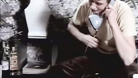 Vintage Danish man on retro phone call, teasing hardcore anal setup