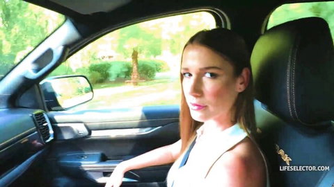 Alexis Crystal in seductive car pose, teasing preview with Sata Jones