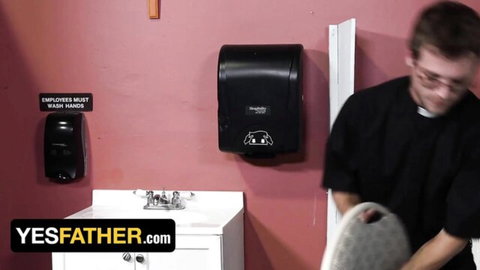 Myott Hunter twink boy with priest in secret bathroom encounter