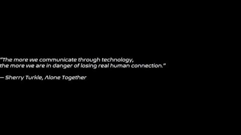 Quote on technology eroding human connection by Sherry Turkle from Alone Together on black background