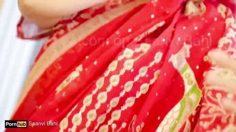 Saanvi Bahl seduces in red saree with desi curves and big ass tease