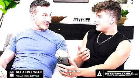 Drake Von and Derek Kage smiling closely in hetero-flexible promo thumbnail