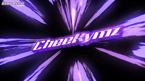CheekyMynx purple glowing logo with radiant purple streaks on dark background