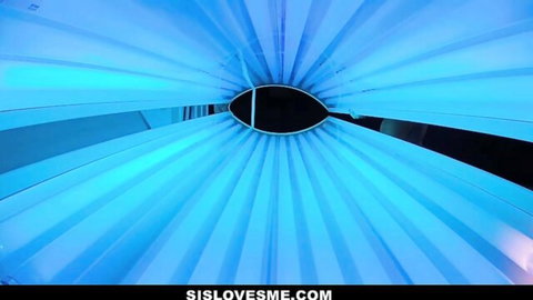 Becky Sins in cyan-lit glow, craving stepbro's BBC from Sis Loves Me