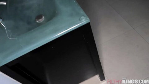 Dixie Lynn petite body in steamy bathroom, craving rough sex and big dicks