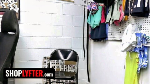 Shoplifting girl caught in colorful lingerie by LP officer, obeys commands