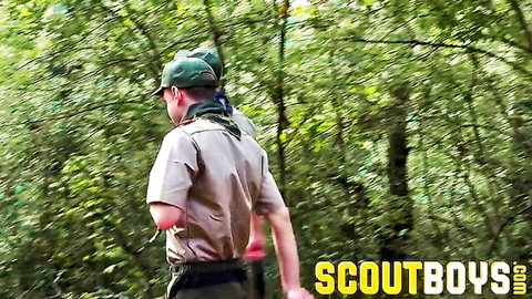 Cole Blue in scout uniform on outdoor adventure with Ian