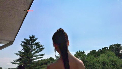 Teendreams nude back view with ponytail in outdoor POV casting