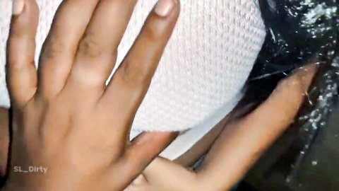 Thai couple gripping massive cocks in dirty toilet handjob