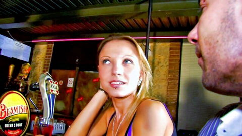 Redhead Candy flirts with stripper at bar before deep anal action