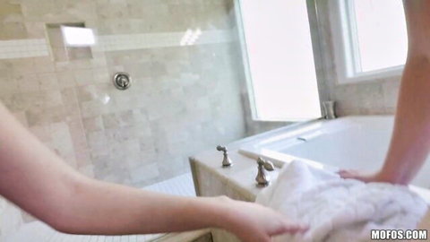 Ivy Jones and Lacy Channing wet in luxurious bath tub play