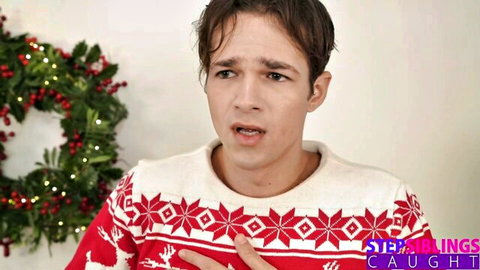 Eliza Ibarra in festive Christmas sweater for hot step siblings threesome