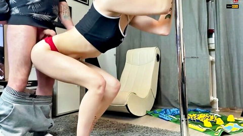 Anne Eden bent over in red thong for hardcore doggy style fuck