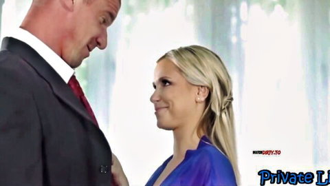 Private-Lisa in purple dress teases suited businessman in POV