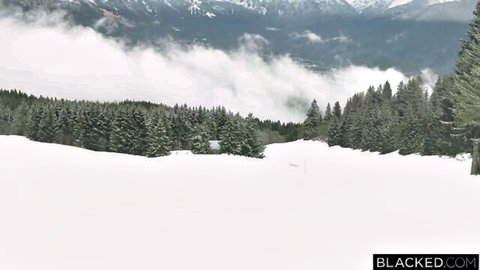 Ashby Winter tiny blonde in snowy mountain landscape, teasing pleasure