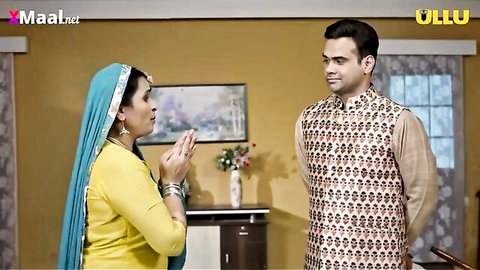 Indian MILF in yellow top and dupatta faces man in traditional attire, Riti Riwaj Tijarat Ep 2