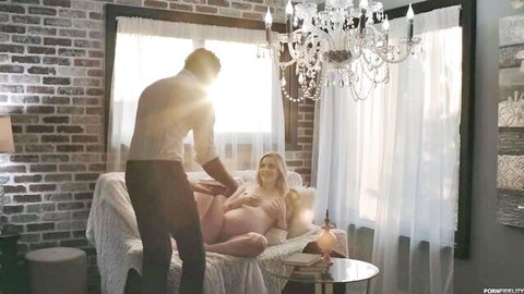 Pregnant blonde Karla Kush fingered intimately by man, explicit adult scene