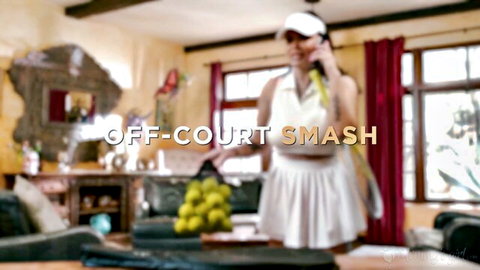 Kimmy Kimm in sexy white tennis skirt and top on phone call