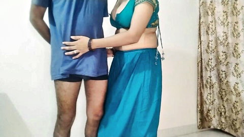 Desi man gropes curvy step-sis in low-cut blouse and skirt