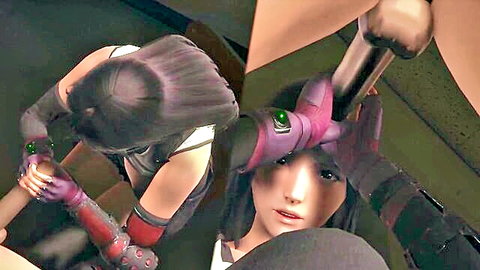 Tifa Lockhart big tits blowjob closeup in 3D Final Fantasy porn