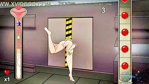 Animated blonde bent over exposing pussy and ass in hentai game scene