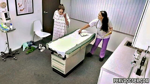 Sheena Ryder in nurse outfit preps patient in medical exam scene