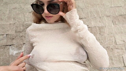 Alina and Sophia in sheer top nipple tease, milk en vogue hot scene