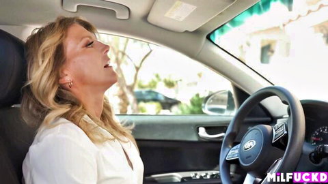Summer Stevens blonde MILF moaning passionately in car during seduction
