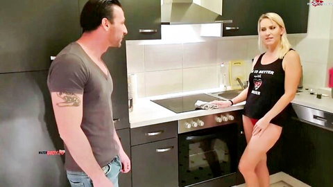 Blonde MILF Julia Pink in tank top and red panties with GinoGemelli