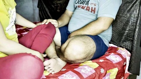 Payal4YOU in red leggings intimately teasing partner on bed