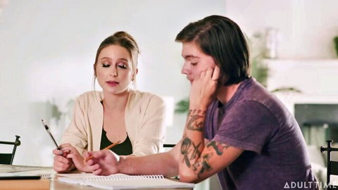 Lexi Luna in intimate study session with handsome student