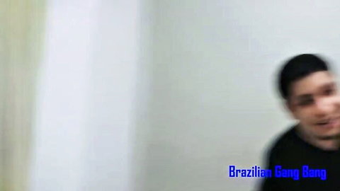 Smiling Brazilian man in wild gangbang thumbnail for kinky wife's cum-sharing scene