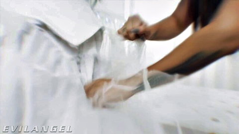 Khloe Kay and Aubrey Kate pulling wedding dress in bareback tease, Evil Angel