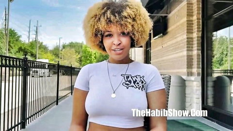 Ella Knox in tight white crop top, teasing cleavage outdoors