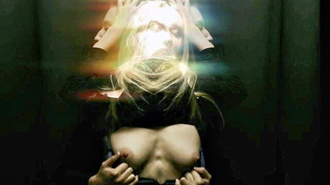 Riley Reyes topless, hands on breasts, glowing blonde beauty