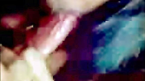 Blurry close-up of girlfriend giving pro blowjob