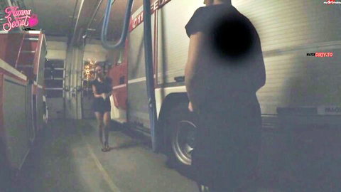 HannaSecret in short black dress teases POV at fire station