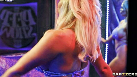 Blonde Rebecca More in sparkling lingerie, teasing big ass in club