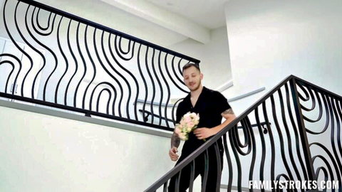 Stepbro holding flowers in apology scene with Serena Sterling
