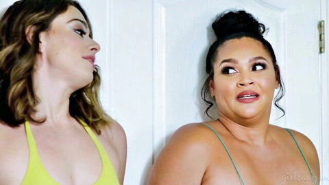 Sophia Burns and Ashlyn Peaks sharing naughty secret in sexy tops