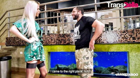 Barbara Perez busty Brazilian masseuse in green dress with client