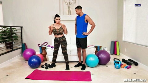Romi Rain in camo as slutty sergeant with stud in gym POV tease