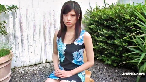 Ema Kato in floral dress sitting outdoors, JAV teaser