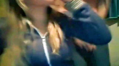 Blonde amateur babe in unzipped hoodie teases with oral and flaunts tits