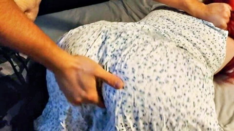 Desi wife in white dress gets fingered from behind by man on bed
