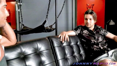 Johnny Rapid and stud in BDSM setup, teasing dildo orgy vibe