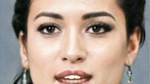 Close-up of seductive brunette beauty with plump parted lips and smoky eyes craving cock