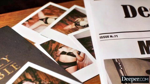 Sexy lingerie babes posing provocatively in scattered polaroid photos on Deeper magazine issue 71
