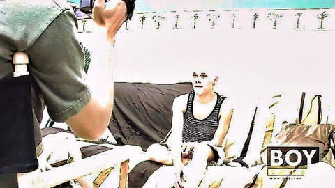 Ashton Cody anal plug tease with Andy Kay in Boycrush Tryouts gay scene
